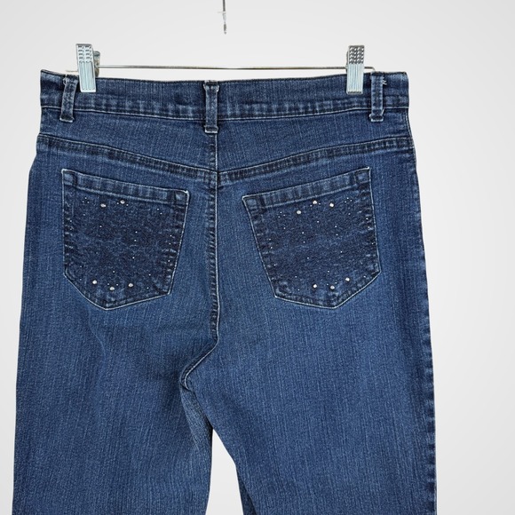 Gloria Vanderbilt Womens High Rise Straight Jeans Blue Embellished Pockets Sz 10 - Picture 5 of 15